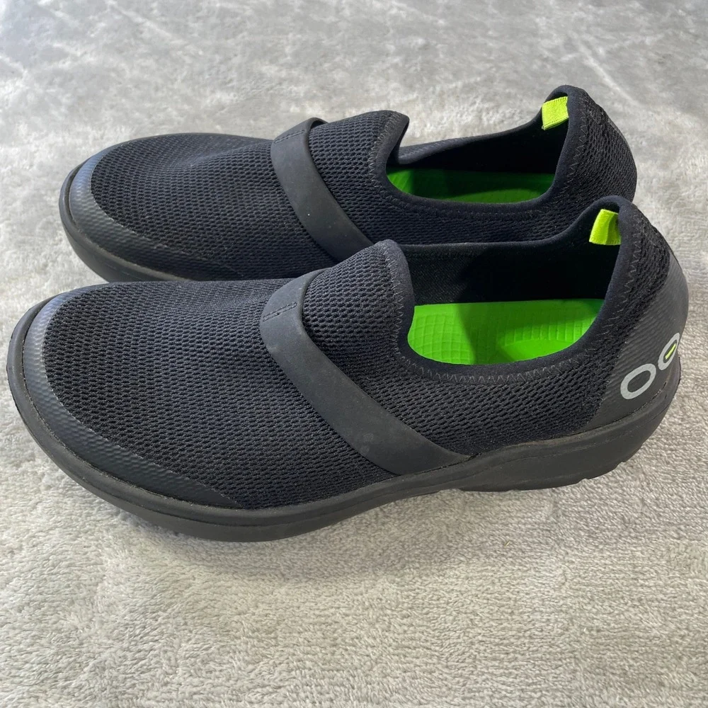 OOFOS OOmg Mesh Low Shoe Womens 8 Black Recovery Slip On Sneaker Light